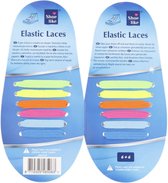 Lacets Élastiques - Multicolore Fluo - Plastique / Élastique - Taille Unique - Convient pour 1 paire de chaussures - Lacets - Réglable - Lacet - Accessoire Chaussure