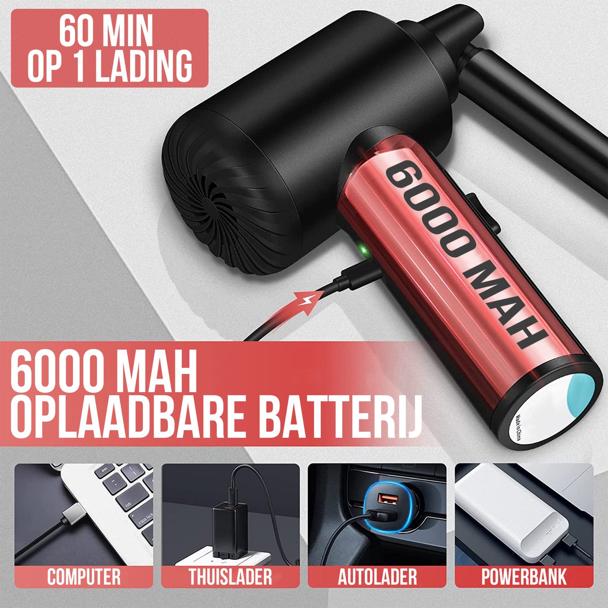 Strex Air Duster Draadloos – 6000mAh - Afbeelding 6