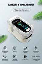 Saturatiemeter & hartslagmeter - Oximeter - Medisch hulpmiddel - OLED display - Inclusief 2x batterijen & koord - CE gecertificeerd
