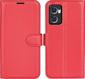 Oppo Find X5 Lite Hoesje - MobyDefend Kunstleren Wallet Book Case (Sluiting Voorkant) - Rood - GSM Hoesje - Telefoonhoesje Geschikt Voor Oppo Find X5 Lite