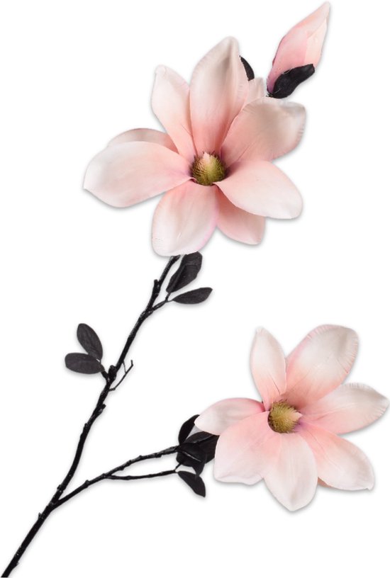 Silk-ka Kunstbloem-Zijde Magnolia Tak Roze-Wit 86 cm