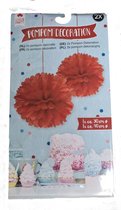 Pompom - Feestdecoratie - Rood - 2 stuks - 20-30 cm