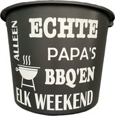 Cadeau Emmer - Echte Papa's bbq'en - 12 liter - zwart - cadeau - geschenk - gift - kado - Vaderdag - verjaardag