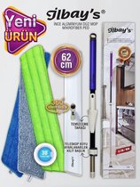 ilbays de sol en microfibre ilbays Mop - Fine et légère - Aluminium avec 3x Chiffon en microfibre - 50cm - (78-138cm ajustable)