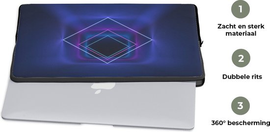 Housse ordinateur 17 pouces 41x32 cm - Neon Nature - Housse Macbook & Laptop Neon squares in tunnel - Housse ordinateur portable avec photo