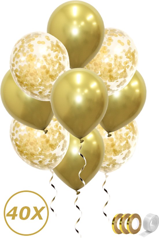 Gouden Ballonnen Confetti Verjaardag Versiering Abraham Helium Ballonnen Feest Versiering Sarah Huwelijk Goud – 40 Stuks