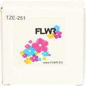 FLWR - Printetiket / TZe-251 / Zwart op wit - geschikt voor Brother