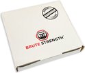 Wit kartonnen doosje met het 'Brute Strength' logo en de tekst 'Genuine Handmade Leather'.