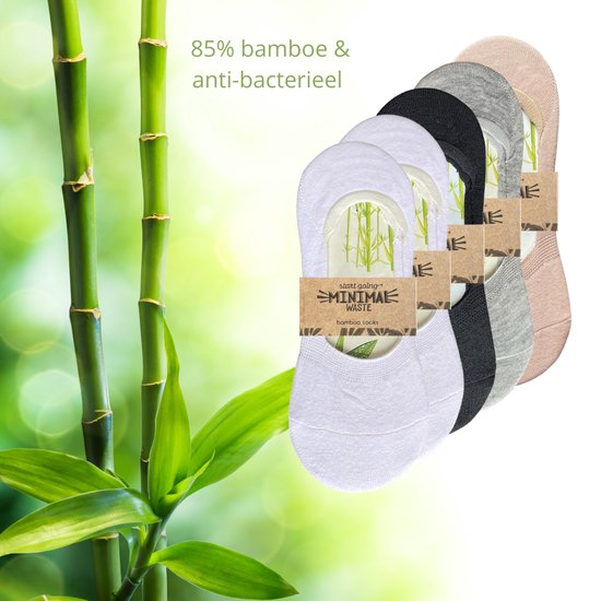 Chaussettes basses en Bamboe green-goose ® | Ballerine | Pieds | Footies | 3 paires | Femmes | Taille 39 - 41 | Couleur de la peau | Beige | Noir | Blanc | Durable et confortable | 85% Bamboe