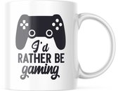 Gamer Mok met tekst: I'd rather be gaming | Grappige mok | Grappige Cadeaus | Koffiemok | Koffiebeker | Theemok | Theebeker