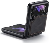 Hoesje geschikt voor Samsung Galaxy Z Flip 3 - Book Case Leer Slimline Zwart