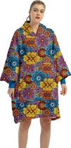 JAXY Hoodie Deken - Snuggie - Snuggle Hoodie - Fleece Deken Met Mouwen - 1450 gram - Hoodie Blanket - Bloemen
