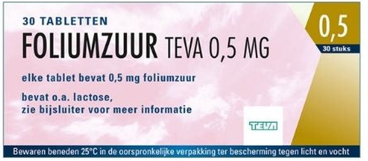 Goedkoopste Teva Foliumzuur 0,5mg 30 Tab