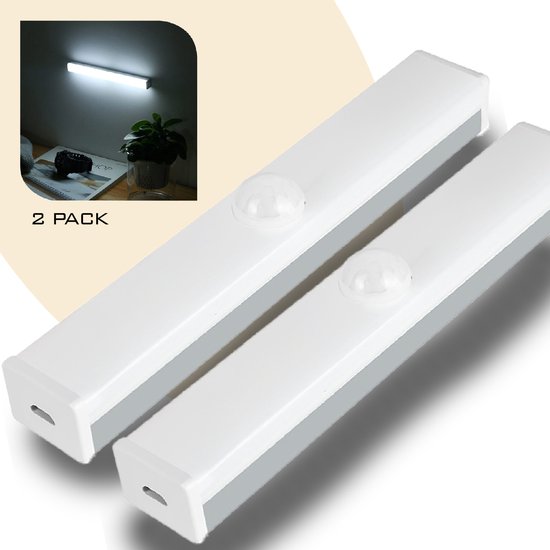 Lampe LED avec détecteur de mouvement 10CM - Duo pack - Wit brillant  (6000K) - 10 LED... | bol.com