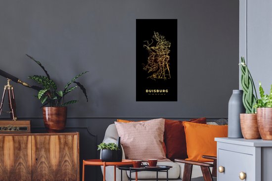 Stickers muraux - Duisbourg - Carte - Carte - Or - Plan de la ville - 40x80 cm - Feuille adhésive
