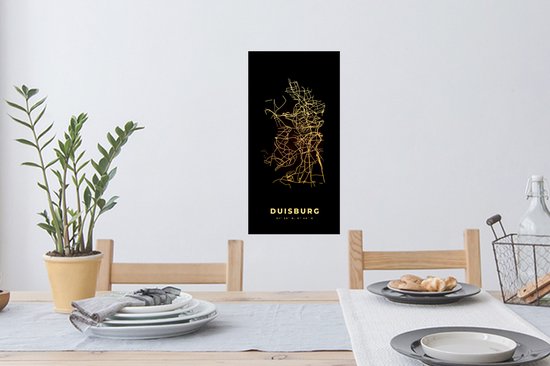 Stickers Stickers muraux - Duisbourg - Carte - Carte - Or - Plan de la ville - 20x40 cm - Feuille adhésive