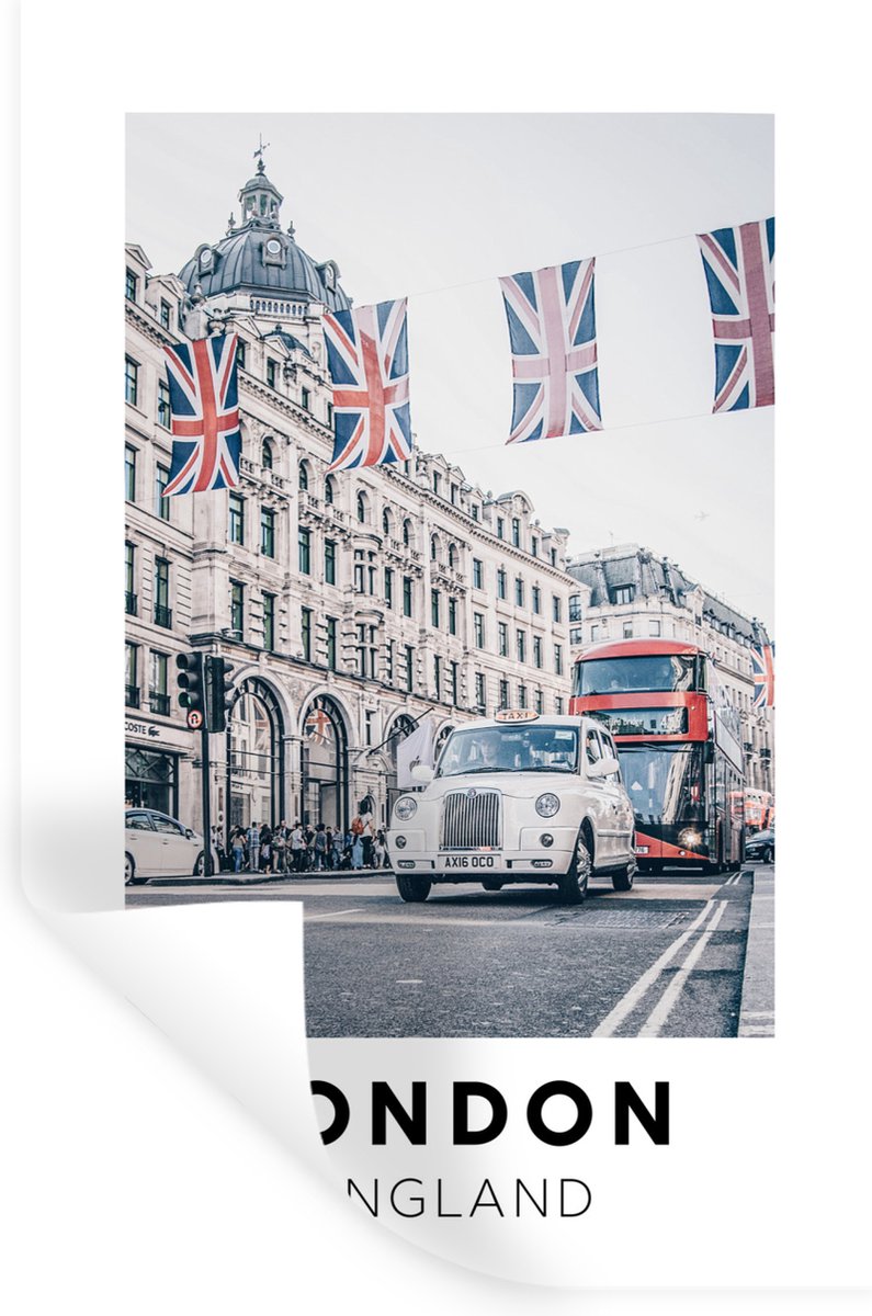 Muurstickers - Sticker Folie - Engeland - Londen - Vlag - 80x120 cm - Plakfolie - Muurstic