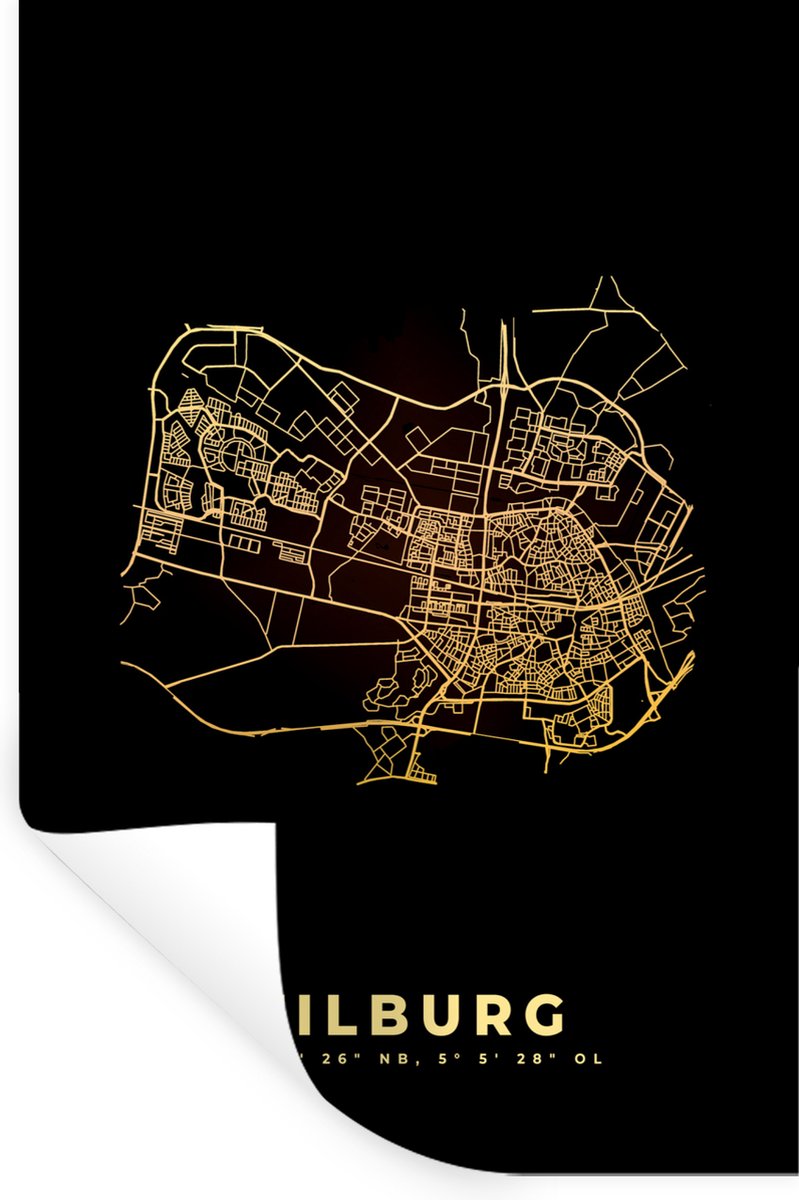 Muurstickers - Sticker Folie - Stadskaart - Tilburg - Plattegrond - Kaart - 80x120 cm - Pl
