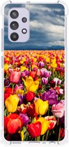 Stevige Telefoonhoesje Geschikt voor Samsung Galaxy A32 4G | A32 5G Enterprise Editie Telefoon Hoesje met doorzichtige rand Tulpen