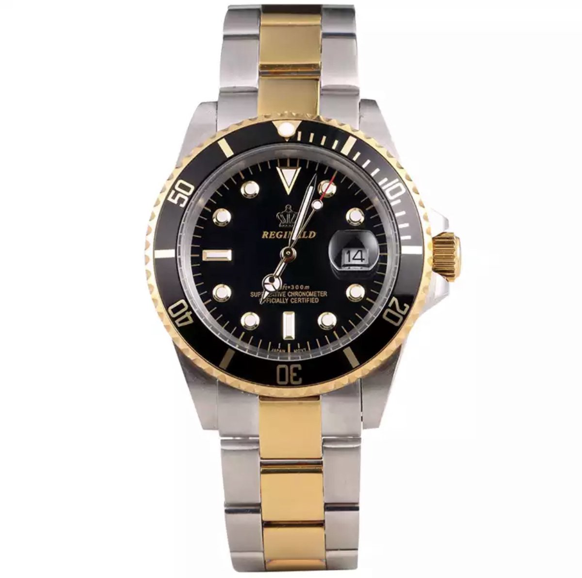 Reginald Horloges - Gold Black - Horloge mannen - Luxe Design - Heren horloge - 40 mm - Roestvrij Staal - Waterdicht - Schokbestendig - Geschenkset