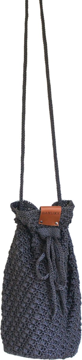 BAYUXX Bags Bali - Gehaakte tas - Model Dolly - Handmade in Bali - Lief cadeautje - Schoudertas/ Buideltas - Grijs - Tassen Dames - Duurzaam