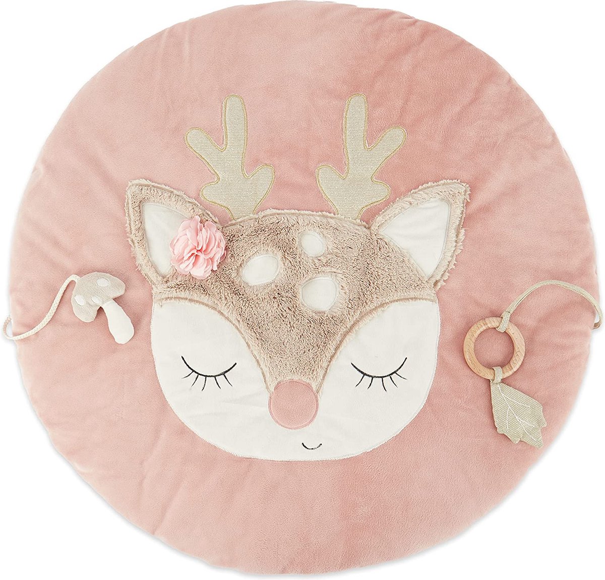 Bieco Kruipdeken voor baby's, diameter 70 cm, reemotief activiteitendeken, kruipdeken voor baby's, geschikt voor babyspeelboog, pluche speelmat voor speeltrapeze