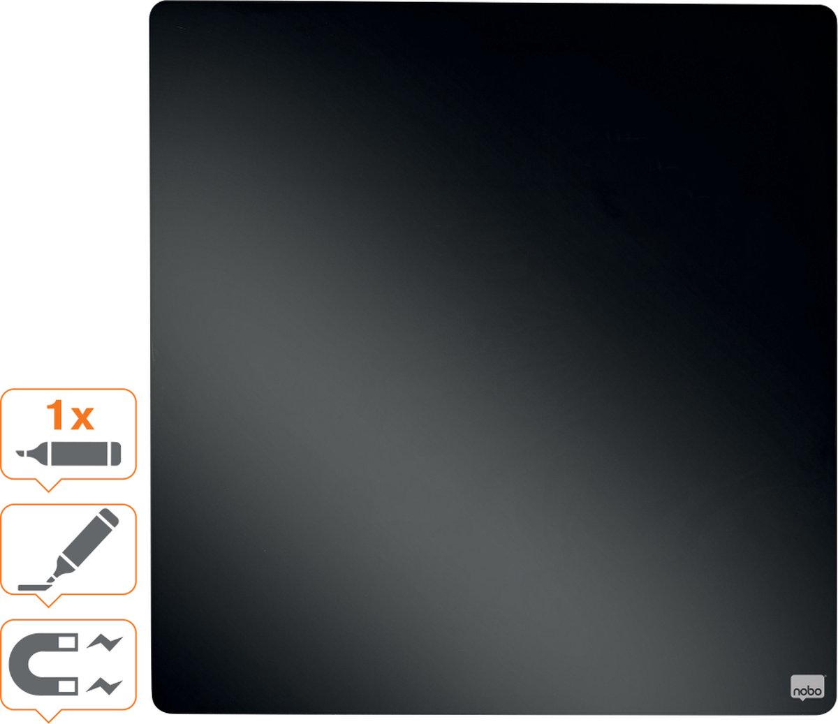Nobo Magnetisch Whiteboard - Inclusief Whiteboard Marker, Magneten en Montagestickers - 36 x 36 cm - Zwart thumbnail 4