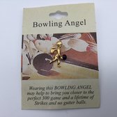 Bowling Bowlingsieraad speldjes 'Bowling Angel' broche  geluks speldje goud kleurige engel met zwarte bal