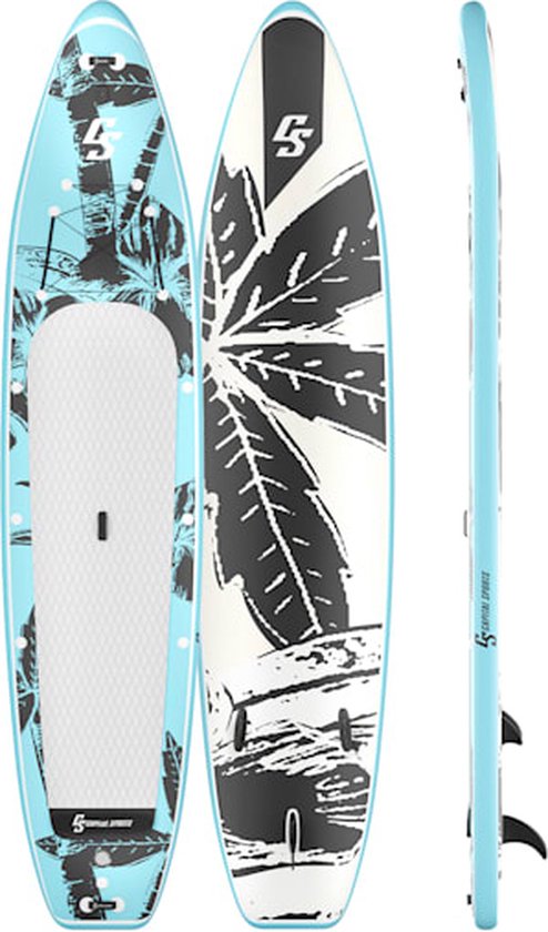 CAPITAL SPORTS Kipu Allrounder tandem opblaasbaar paddleboard - Cruiser shape supboard - SUP board set - Standup Paddleboard - 5 handgrepen - 457 x 15 x 92 cm (BxHxD)