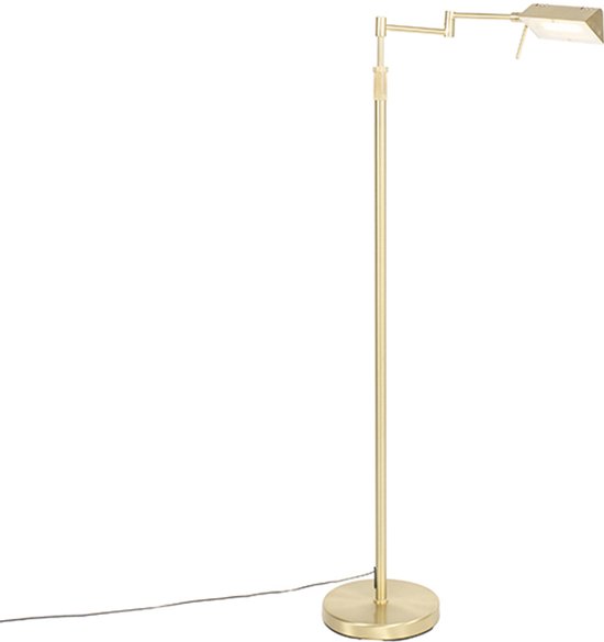 QAZQA notia - Moderne Dimbare LED Vloerlamp | Staande Lamp met Dimmer - 1 lichts - H 146 cm - Goud/messing - Woonkamer | Slaapkamer