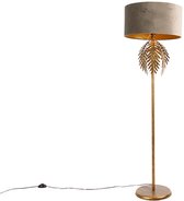 Bol.com QAZQA botanica - Landelijke Vloerlamp | Staande Lamp met kap - 1 lichts - H 165 cm - Taupe - Woonkamer | Slaapkamer aanbieding