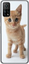 Telefoonhoesje Geschikt voor Xiaomi Mi 10T 5G hoesje - Kat - Rood - Kitten - Meisjes - Kinderen - Jongens - Kindje - Siliconen Telefoonhoesje