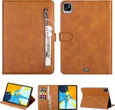 Apple iPad Pro 12.9 (2021) Hoes | Leren iPad Book Case | iPad Hoesje | Pasjes | Bruin
