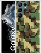 Galaxy S22 Ultra Hoesje Pixel Camouflage Green - Designed by Cazy