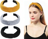 LIXIN 3 Stuks Dames Haarbanden - Haarband met knoop - Kleur 8 - Haarband volwassenen - Vrouwen - Dames - Tieners - Meiden - Dans - Yoga - Hardlopen - Sport - Haaraccessoires