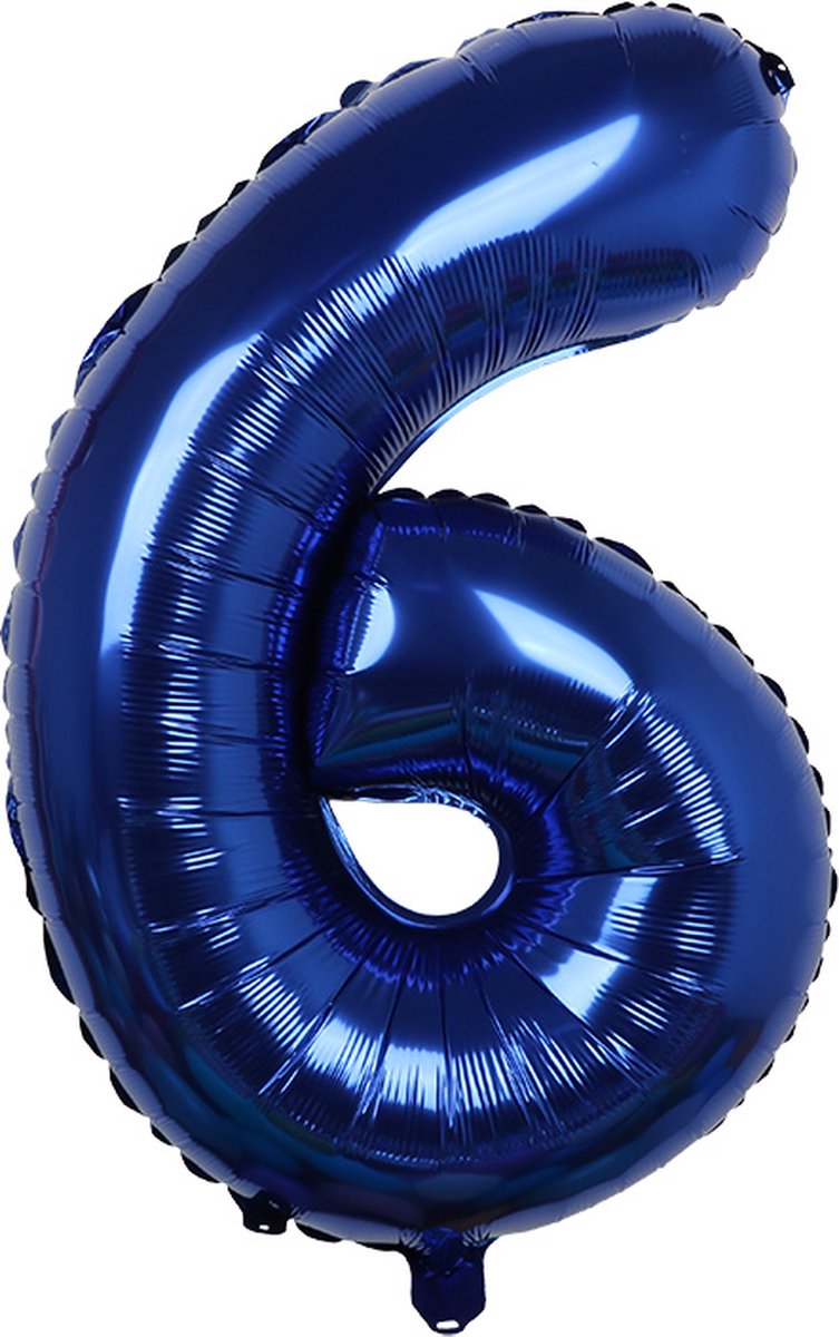 Folieballon / Cijferballon Blauw XL - getal 6 - 82cm