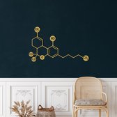 Wanddecoratie |Serotonine Molecuul / THC Molecule   decor | Metal - Wall Art | Muurdecoratie | Woonkamer |Gouden| 75x45cm