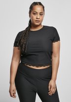 Urban Classics Crop top -5XL- Lace Hem Zwart