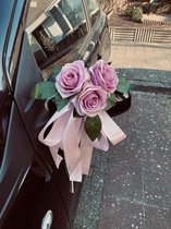 AUTODECO.NL - MIA OUD ROZE Trouwauto Versiering Rozen met Linten - Bloemen op de Auto Bruiloft - Buitenspiegels Decoratie - Trouwerij - Huwelijk - Bruiloft Decoratie - Versiering S