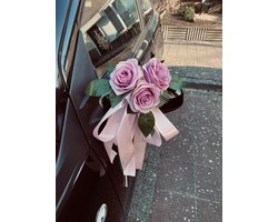 AUTODECO.NL - MIA OUD ROZE Trouwauto Versiering Rozen met Linten - Bloemen op de Auto Bruiloft - Buitenspiegels Decoratie - Trouwerij - Huwelijk - Bruiloft Decoratie - Versiering Spiegel Auto - Autoversiering voor Volgauto's