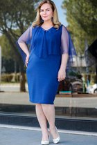 HASVEL -Saxe blauw Tule maat jurk- maat XL-Galajurk-Avondjurk-HASVEL-Saxe Tulle Plus Size Dress-Size XL-Prom Dress-Evening Dress