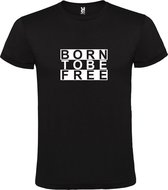 Zwart  T shirt met  print van "BORN TO BE FREE " print Wit size M