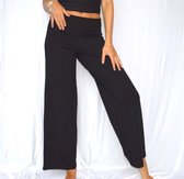 Zwart losvallende damesbroek met wijde pijpen en hoge taille XL