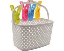 Discountershop® Wasknijpermandje Wit 22 x 12,9 x 15 cm
