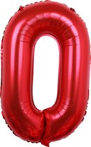 Folieballon / Cijferballon Rood XL - getal 0 - 82cm