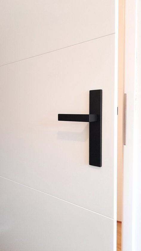 Nest Achternaam een schuldeiser Eliot deurklink - op schild - mat zwart - complete set | bol.com