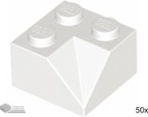 LEGO Dakpan 2x2 Hoek, 3046a Wit 50 stuks