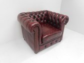 Chesterfield fauteuil - "Springfield" - Antiek Leder - Burgundy (Bordo rood)