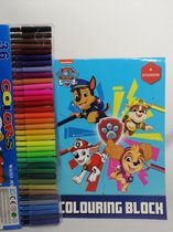 Paw Patrol - Kleurboek met Stickers - Blauw -  Jongens - Meisjes - Met Gratis 36 Stiften !!!!! - Kado Tip