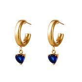 Oorbellen Candy Hart - Goud - Blauw - RVS - Oorring